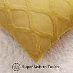 decorUhome Spring Euro Sham Throw Pillow Covers 22x22 Inch Set of 2, Soft Plush Faux Fur Wool Mustard Yellow Couch Pillow Covers, Decorative Neutral Pillow Cases for Bed Sofa Living Room Home Decor