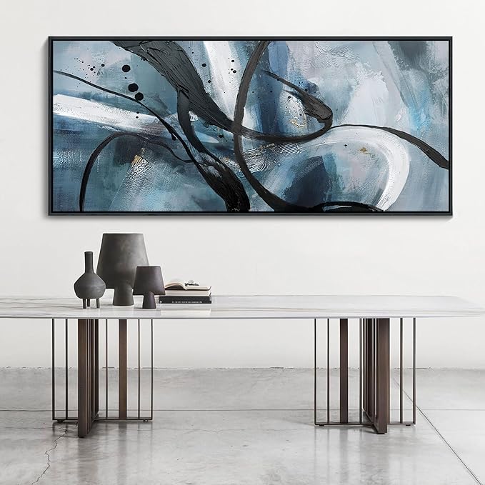 YDYSUNE Abstract Frame Wall Art Black and White Graffiti of Modem Minimalist Art Extra Large Canvas Wall Decor for Living Room Bedroom Decor Framed Pictures Artwork for Walls 70x31