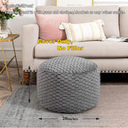 Fur Ottoman Stool Unstuffed Footstool Cover Pouf Foot Rest 20x20x12 Inches Round Poof Seat Floor Bean Bag Chair Foldable Storage for Living Room Bedroom Solid Grey