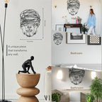 Overthinking Man Metal Wall Decor, Abstract Geometric Face Sculpture, Modern Line Art for Living Room, Office, Bedroom, and Contemporary Home Decor , Unique, Thought-Provoking Artwork for Minimalist Interiors (18 x 14 inches)