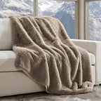 EVERGRACEHOME Luxury Faux Fur Throw Blanket, Soft Fluffy Faux Mink Blankets for Bed, Couch, Sofa, Thick Cozy Plush Warm Fur Throws with Reversible Velvet, Natural Mink, 50"x60"