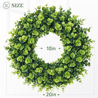 20Inch Boxwood Wreaths, Spring Summer Wreath for Front Door Perfect for Winter All Season Year Round Decor, Faux Boxwood Wreaths Ideal for Front Door Indoor Outdoor Windows Farmhouse