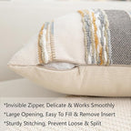 Boho Pillow Covers 18x18 Set of 2 for Couch-Modern Farmhouse Sofa Decorative Throw Pillow Covers Textured Chenille Cushion Covers Outdoor Netural Bohemian Pillow Cases Square