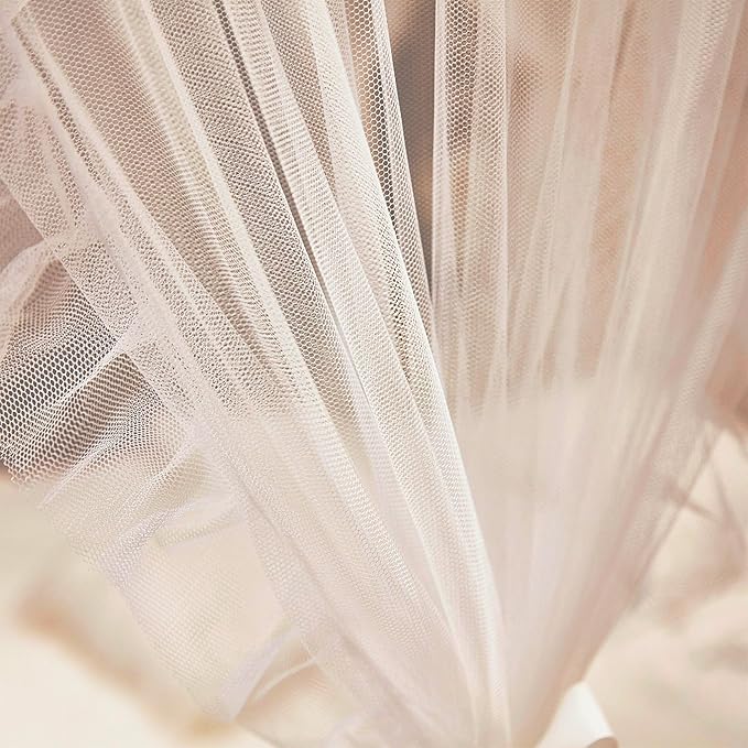 4 Corners Post Princess Curtains Bed Canopy for Girls 8 Panels Curtain- Double Layer Sheer Mesh Canopies Drapes Girls Room Decor (8P-White/White, 4P(33"x82") W+4P(43"x82") L/(Queen))