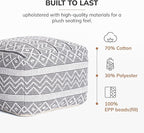 Anji Mountain 100% Handmade & Handcrafted Comfortable Home Décor Pouf Ottoman Footrest for Living Room, Bedroom, Nursery, Kidsroom, Patio Furniture - (22" x 22" x 16"- Gray,Ivory)