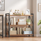 HOOBRO Bookshelf, 3-Tier Industrial Bookcase, Book Shelf Storage Organizer, Bookshelf with Metal Frame for Living Room, Bedroom, Home Office, Kitchen, Rustic Brown and Black BF718SJ01