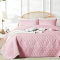 akkialla Twin Quilt Set, Pink Lightweight Microfiber Bedspread Coverlet, Boho Geometric Pattern, Soft All-Season Bedding, 2-Piece (1 Quilt, 1 Pillow Sham) | Breathable fabric, Modern style