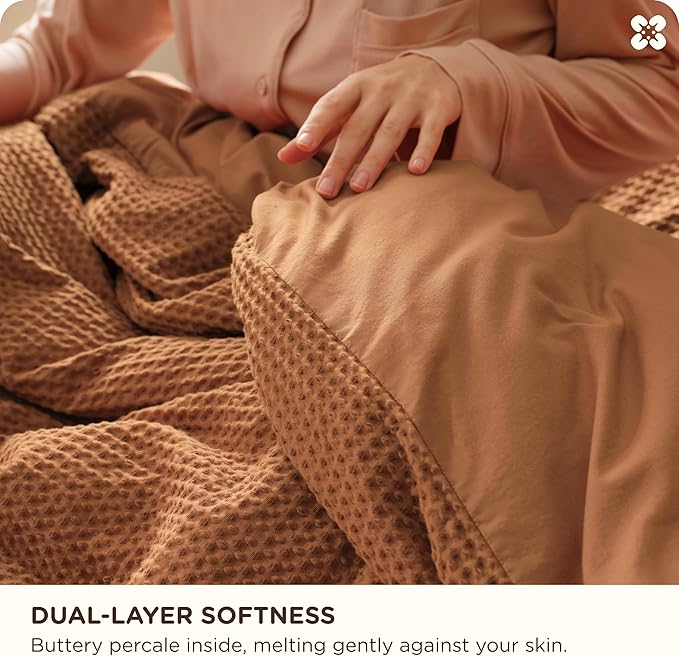 Bedsure Cotton Duvet Cover King - 100% Cotton Waffle Weave Hazel Duvet Cover King Size, GentleSoft™ and Breathable Bedding Set for All Season, 3 Pieces, 104"x90"
