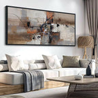 YDYSUNE Abstract Painting Wall Art Textured Picture for Living Room Orange Home Bedroom Decoration Modern Framed Large Artwork Decor 70x31IN Brown gray wall decoration