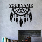 Personalized Dream Catcher Metal Wall Art - Custom Name Iron Sign for Home Decor, 8-30 Inch Black (Style C)