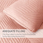 Exclusivo Mezcla Ultrasonic Twin Quilt Bedding Set, Lightweight Blush Pink Bedspreads Soft Modern Geometric Coverlet Set for All Seasons (1 Quilt and 1 Pillow Sham)