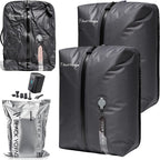 Black Voyage Reusable Vacuum Compression Travel Bag for Carry-On Suitcase and Backpack, Recycled IP67 Waterproof Space Saver Vacpack (2-Pack, 18L - Pump Included)