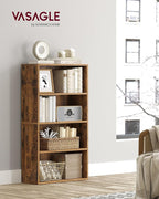 VASAGLE CUSTOS Collection - Bookshelf, 4-Tier Bookcase, Book Shelf, Open Storage Shelf, 9.4 x 23.6 x 42.4 Inches, for Living Room, Home Office, Dinning Room, Rustic Brown ULBC164X01
