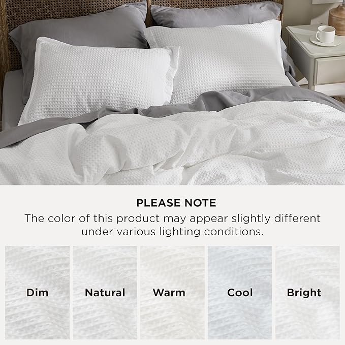 Bedsure Luxury Waffle Duvet Cover King Size - Textured Duvet Cover Set, Soft, Breathable Bedding Set (104"x90") with 2 Pillow Shams for All Season, Pure White, Comforter Not Included
