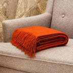 CUDDLE DREAMS Premium Cashmere Throw Blanket with Fringe, Luxuriously Soft (Persimmon)