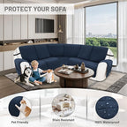 Reclining Sectional Couch Covers 100% Waterproof Velvet L Shape Recliner Sofa Cover for Dogs Pets Washable Anti Slip Recliner Slipcovers with Pockets (5 Seat Sofa, Navy Blue)