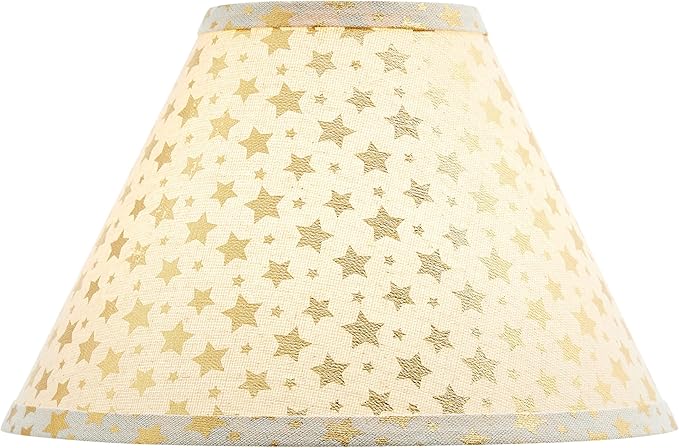 Aspen Creative 56051, Hardback Empire Transitional UNO Shade/Light Beige Golden Stars Linen Fabric, 4"Top x 10"Bottom x 7"Slant/Slip UNO 33mm/Table Lamp