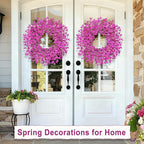 26 Inch Spring Wreaths for Front Door Large Spring Door Wreath Easter Valentines Wild Floral Summer Wreaths Outside All Season for Farmhouse Porch Wall Wedding Living Room Home Decor(Rose Red)
