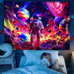 NYZE Astronaut Space Tapestry for Bedroom, Glow in the Dark Room Decor Wall Tapestries, Cool Galaxy Planet Wall Hanging, Wall Hanging for Men Guys Gamer Room Dorm Living Room 90in×70in