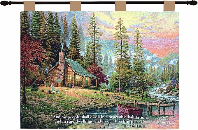 Manual Inspirational Collection 26 X 36-Inch Wall Hanging and Finial Rod, A Peaceful Retreat with Verse by Thomas Kinkade