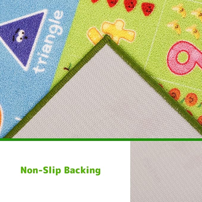 ABC Kids Rug, Kids Carpet for Playroom, Classroom Carpet with Anti-Slip Back, Educational Preschool Rugs with ABC, Numbers, Animals Colors, Shapes, Extra Large Thick (Style 5, 9'8" x 6'5")