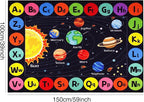Outer Space Kids Rug Carpet for Playroom, ABC Educational Learning Area Rug, Non-Slip Solar System Road Play Play Rug for Kids Bedrooms, Classroom, Nursery Room Decor (Black, 59X39.4 INCH)
