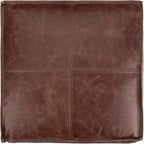 SIMPLIHOME Sheffield Square Pouf - 18 inch Wide Genuine Leather Ottoman in Brown, Boho-Style Footrest, Extra Seating, or Accent Piece for Living Room or Bedroom, Assembled
