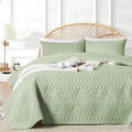 akkialla Twin Size Quilt Bedding Set,Sage Green Lightweight Microfiber Soft Bedspreads,Modern Style Geoetric Pattern Coverlet Set for All Seasons,2 Piece(1 Quilt,1Pillow Sham)