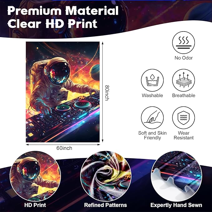 NYZE Astronaut Space Tapestry for Bedroom, Glow in the Dark Room Decor Wall Tapestries, Cool Galaxy Planet Wall Hanging, Wall Hanging for Men Guys Gamer Room Dorm Living Room 60in×80in