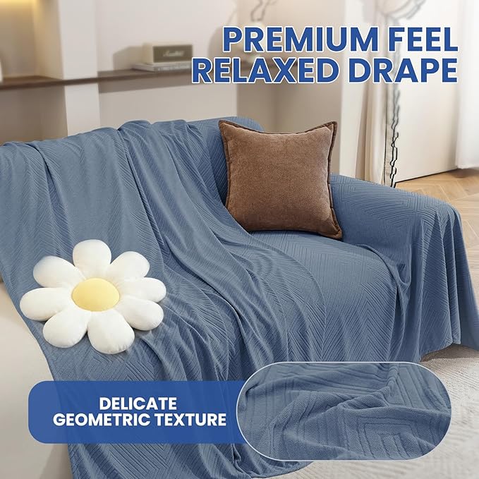 Pet Couch Cover for Dogs, 78"x102", Sofa Covers Washable Geometry, Loveseat Cover for 2 Cushion Sofa, Couch Covers for Sectional L-Shape, Non Slip Dog Furniture Protector, Blue