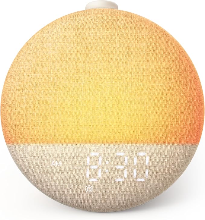 Dreamegg Sunrise 2 - Sunrise Alarm Clock, Sound Machine for Sleep, Favorites Mode, Sleep Routines, Dimmable Night Light, 29 Soothing Sounds, White Noise Machine, Wake Up Light for Bedrooms (Cream)