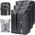 Black Voyage Reusable Vacuum Compression Travel Bag for Carry-On Suitcase and Backpack, Recycled IP67 Waterproof Space Saver Vacpack (3-Pack, 18L - No Pump)