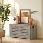 DINZI LVJ Storage Chest, Flip-Top Wooden Toy Box with 2 Safety Hinges, Entryway Shoe Storage Bench, Good Ventilation, Storage Trunk for Living Room, Bedroom, Easy Assembly, Gray Wash