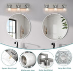 3-Light Bathroom Light Fixtures, Brushed Nickel Vanity Lights for Bathroom, Kitchen, Living Room, Modern Bathroom Vanity Lights with Clear Glass Shades