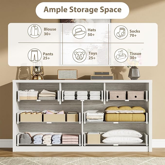 GarveeHome 7 Drawer Dresser for Bedroom, Wide Modern Chest of Drawers, Large Wood Dresser Wooden Storage Organizer for Living Room, Hallway Entryway