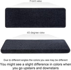 PURE ERA Bullnose Carpet Stair Treads Set Tape Free Non-Slip Indoor Stair Protectors Pet Friendly Rugs Covers Soft Skid Resistant Washable Reusable 9.5" x 30"(7 Pieces,Black)