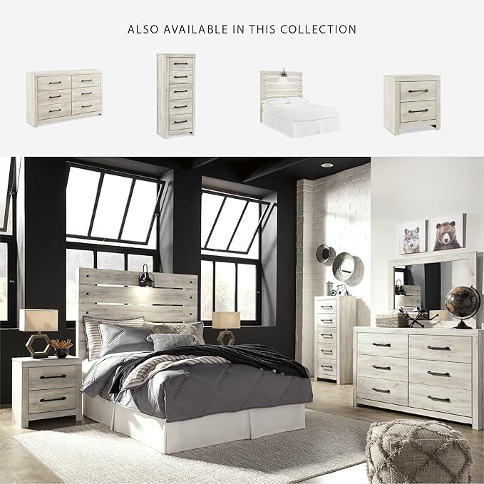 Signature Design by Ashley Cambeck Farmhouse Industrial 6 Drawer Dresser, Whitewash