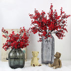 JAKY-Global Babys Breath Fabric Cloth Artificial Flowers 12 Bundle European Fake Silk Plants Decor Wedding Party Decoration Bouquets Real Touch DIY Home Garden (Red 12pcs)