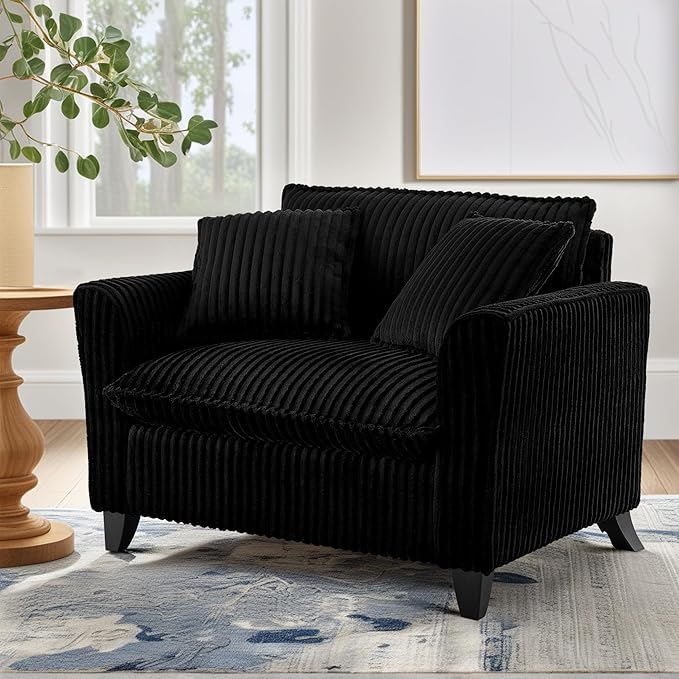 ERYE Living Room Accent Chair, Modern Corduroy Upholstered Chair Wider Seat Cushion Leisure Armchair W/2 Pillows and Removable Cover for Home Apartment,Bedroom,Office