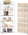 UDD Folding Bookshelf No Assembly, 65" H x 23.7" W, 6 Shelf Foldable Bookcase Industrial Collapsible Bookshelves, Open Storage Book Shelves for Small Spaces Home Office Living Room, Light Oak White