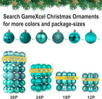 Teal 1.6" Small Christmas Balls Christmas Tree Decoration Ornaments Shatterproof Hanging Balls for Birthday Halloween Holiday Wedding Decorations Set of 24pcs