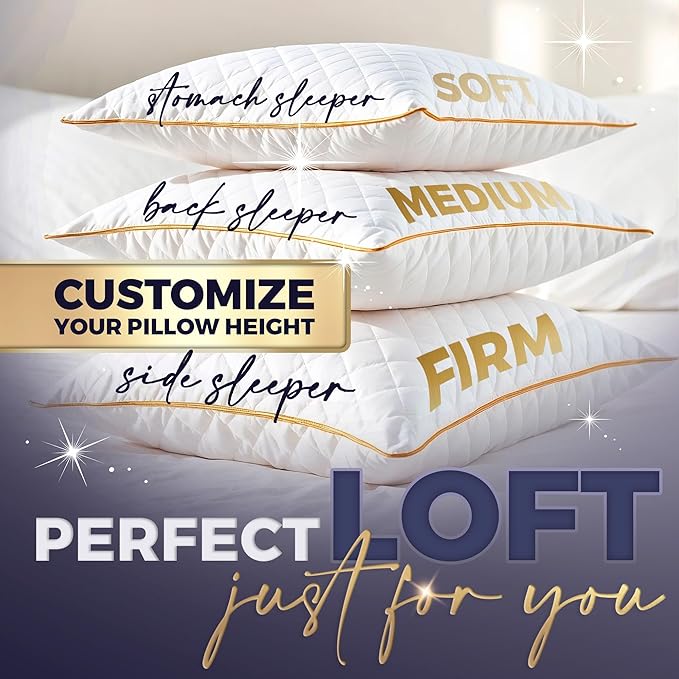 Royal Therapy Queen Memory Foam Pillows - Shredded Memory Foam Pillow for All Sleep Positions - Medium Firm Pillow with Adjustable Loft - Bamboo Rayon Cover - CertiPUR-US & Oeko-TEX Certified