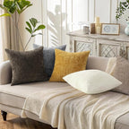 decorUhome Spring Cream White Chenille Euro Sham Throw Pillow Covers 26x26 Set of 2 Textured Slubby Couch Pillow Covers Farmhouse Accent Modern Neutral Decorative Pillow Cases for Bed Sofa Living Room