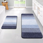 OLANLY Bathroom Rug Set 2 Piece, Soft Absorbent Microfiber Bath Rug Set, Non-Slip, Machine Wash Dry, Plush Shaggy Bath Mats for Bathroom (47"x20"+24"x16", Dark Blue)