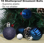 Navy Blue 3.2" Large Christmas Balls - Christmas Tree Decoration Ornaments Shatterproof Hanging Balls for Birthday Halloween Holiday Wedding Decorations Set of 10pcs