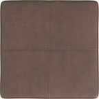 Homepop Decorative Large Square Gold Metal Ottoman | Ottoman Stool for Living Room & Bedroom | Decorative Home Furniture (Brown Faux Leather)