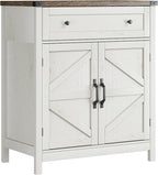 ChooChoo Kitchen Storage Cabinet, Coffee Bar Cabinet, Farmhouse Buffet Sideboard with Drawer for Kitchen, Living Room, White