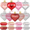 56PCS Valentines Tree Decorations Heart Ornaments, 8 Styles Valentines Day Heart Shaped Ornaments with Sweet Love Words Heart Baubles for Romantic Valentines Tree Decor Wedding Anniversary Decor