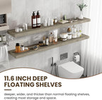 72 inch Floating Shelves for Wall, 12 Inch Deep Floating Shelf, Hanging Shelf with Invisible Brackets, Rustic Wooden Wall Shelves for Bathroom, Bedroom, Living Room,Farmhouse Set of 1,Grey