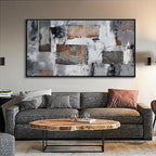 Large Wall Art - Abstract Modern Canvas Wall Art for Living Room, Framed Wall Decor for Bedroom, Decorative Artwork for Wall Decor in Gray and Black Tones 29×58IN